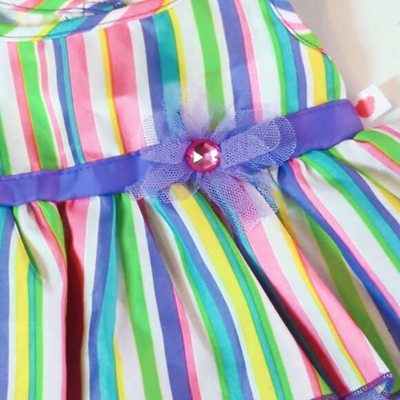 Build-A-Bear Workshop Easter Spring Pastel Striped Dress For Plush Dolls - Picture 3 of 4